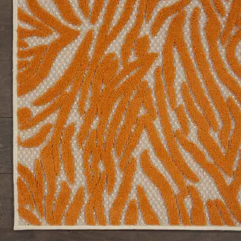 3' X 4' Orange And Ivory Abstract Indoor Outdoor Area Rug