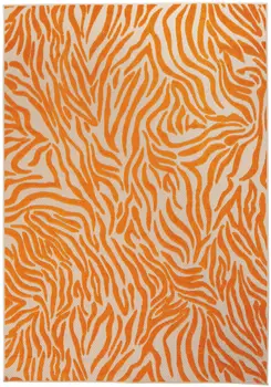 4' X 6' Orange And Ivory Abstract Stain Resistant Indoor Outdoor Area Rug