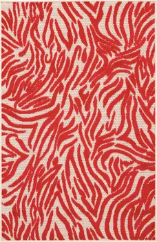 3' X 4' Red And Ivory Abstract Indoor Outdoor Area Rug