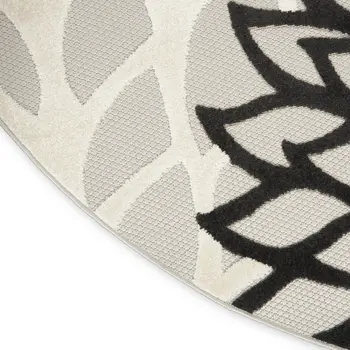 4' Black And White Round Indoor Outdoor Area Rug