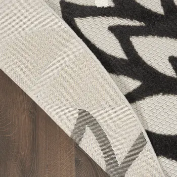 5' Black And White Round Indoor Outdoor Area Rug
