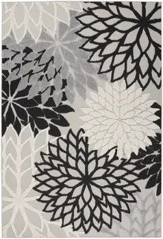 6' X 9' Black And White Indoor Outdoor Area Rug