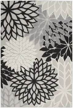 6' X 9' Black And White Indoor Outdoor Area Rug