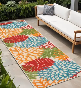 8' Green And Ivory Indoor Outdoor Area Rug
