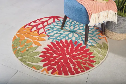 4' Green And Ivory Round Indoor Outdoor Area Rug