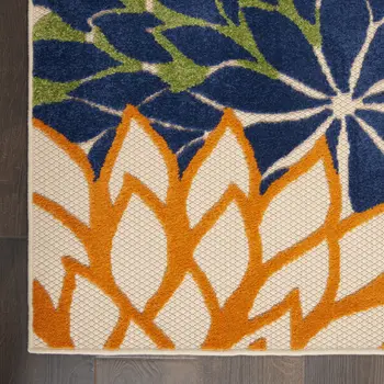 3' X 4' Ivory And Blue Indoor Outdoor Area Rug