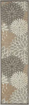 6' Gray And Ivory Floral Indoor Outdoor Area Rug