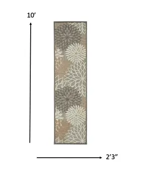 10' Gray And Ivory Indoor Outdoor Area Rug