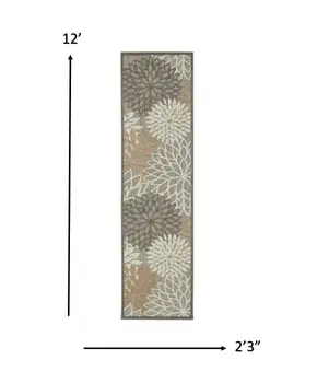 10' Gray And Ivory Indoor Outdoor Area Rug