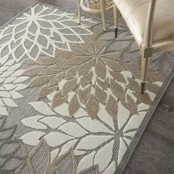 4' X 6' Gray And Ivory Indoor Outdoor Area Rug