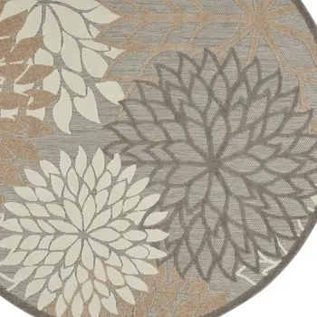 4' Gray And Ivory Round Indoor Outdoor Area Rug