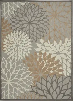 7' X 10' Gray And Ivory Indoor Outdoor Area Rug