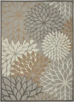 7' X 10' Gray And Ivory Indoor Outdoor Area Rug