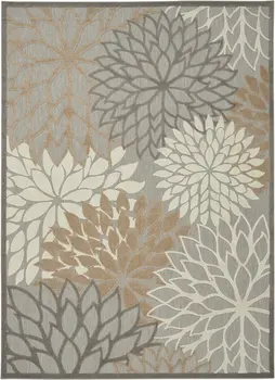 7' X 10' Gray And Ivory Indoor Outdoor Area Rug