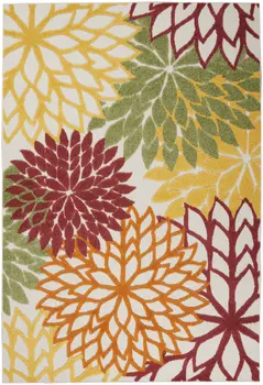 6' X 9' Green And Ivory Indoor Outdoor Area Rug