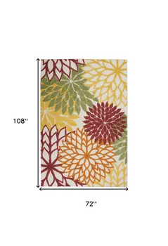 6' X 9' Green And Ivory Indoor Outdoor Area Rug