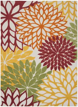 7' X 10' Green And Ivory Indoor Outdoor Area Rug