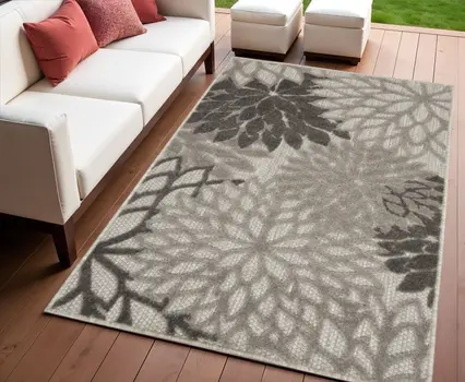 4' X 6' Gray Indoor Outdoor Area Rug