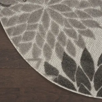 5' Gray Round Indoor Outdoor Area Rug