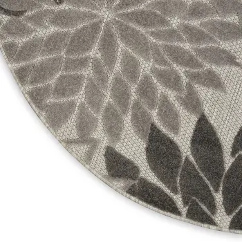 5' Gray Round Indoor Outdoor Area Rug