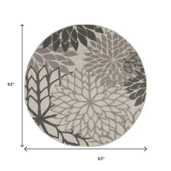 5' Gray Round Indoor Outdoor Area Rug