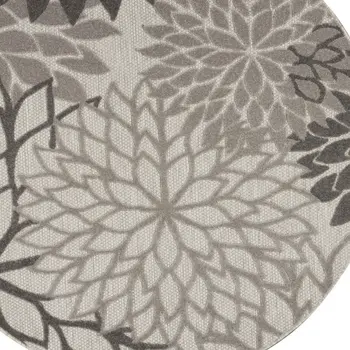 5' Gray Round Indoor Outdoor Area Rug