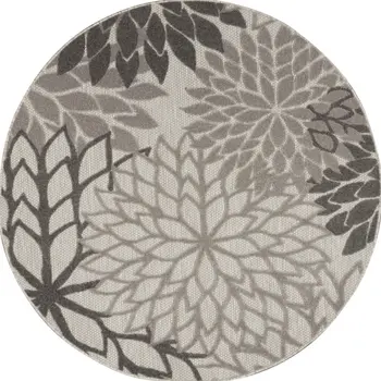 5' Gray Round Indoor Outdoor Area Rug