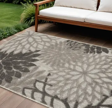 6' X 9' Gray Indoor Outdoor Area Rug