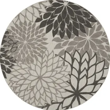 8' Gray Round Indoor Outdoor Area Rug
