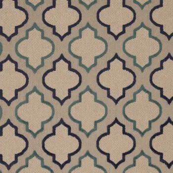 4' X 6' Blue And Ivory Geometric Indoor Outdoor Area Rug