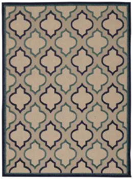 5' X 8' Blue And Ivory Indoor Outdoor Area Rug