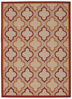 4' X 6' Red And Ivory Indoor Outdoor Area Rug