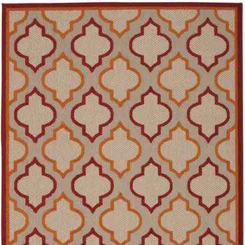 4' X 6' Red And Ivory Indoor Outdoor Area Rug