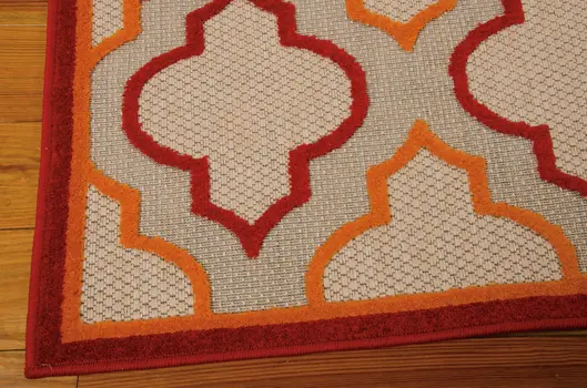 4' X 6' Red And Ivory Indoor Outdoor Area Rug