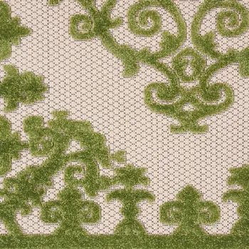 3' X 4' Green Damask Indoor Outdoor Area Rug