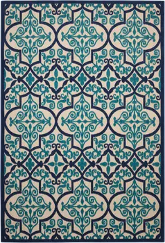 4' X 6' Blue And Ivory Moroccan Indoor Outdoor Area Rug