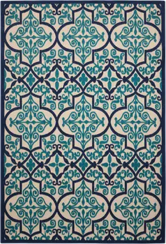 8' X 11' Blue And Ivory Moroccan Indoor Outdoor Area Rug