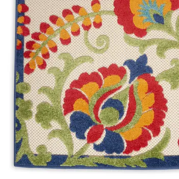 6' Green And Ivory Indoor Outdoor Area Rug
