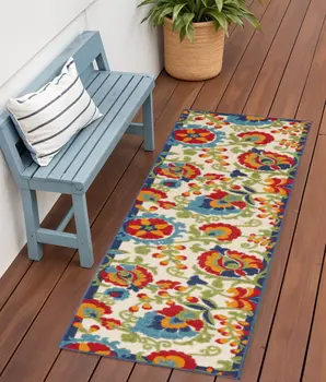 6' Green And Ivory Indoor Outdoor Area Rug