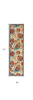 6' Green And Ivory Indoor Outdoor Area Rug