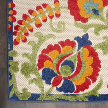 10' Green And Ivory Indoor Outdoor Area Rug