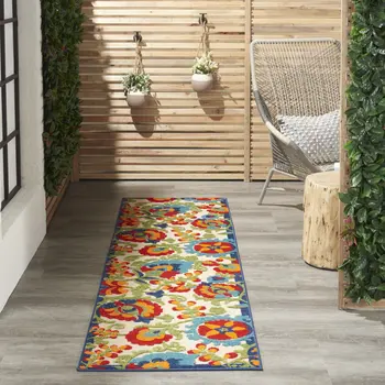 8' Green And Ivory Indoor Outdoor Area Rug