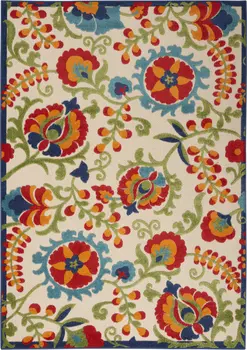 6' X 9' Green And Ivory Indoor Outdoor Area Rug