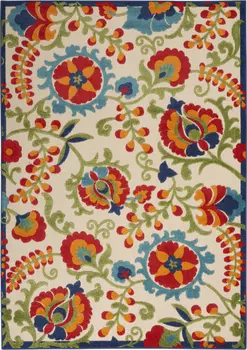6' X 9' Green And Ivory Indoor Outdoor Area Rug