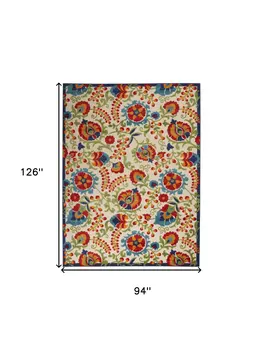 8' X 11' Green And Ivory Handmade Indoor Outdoor Area Rug
