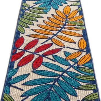6' Ivory And Blue Floral Indoor Outdoor Area Rug