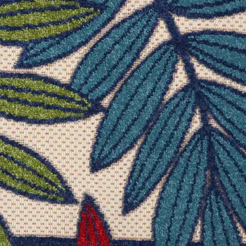 10' Ivory And Blue Floral Indoor Outdoor Area Rug