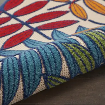 10' Ivory And Blue Floral Indoor Outdoor Area Rug