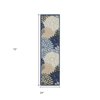 6' Blue And Gray Indoor Outdoor Area Rug