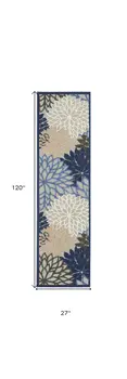 10' Blue And Gray Indoor Outdoor Area Rug